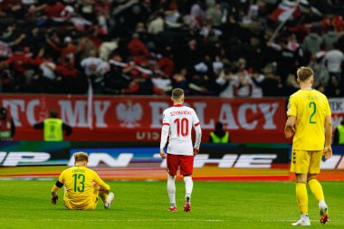 Justas Lasickas ve Sebastian Szymanski, 2026 Dünya Kupası 'nda Polonya ve Litvanya milli takımları arasında PGE Narodowy (Maciej Rogowski)