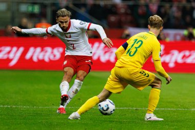 Matty Cash, 2026 Dünya Kupası 'nda Polonya ve Litvanya milli takımları arasında PGE Narodowy (Maciej Rogowski)