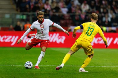 Matty Cash, 2026 Dünya Kupası 'nda Polonya ve Litvanya milli takımları arasında PGE Narodowy (Maciej Rogowski)