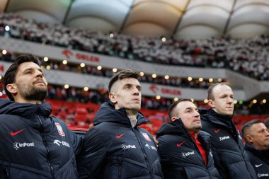 Bartosz Bereszynski ve Krzysztof Piatek, 2026 Dünya Kupası 'nda Polonya ve Litvanya milli takımları arasında PGE Narodowy (Maciej Rogowski)