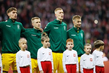 Litvanya Oyuncuları 2026 Dünya Kupası 'nda Polonya ve Litvanya milli takımları arasında PGE Narodowy (Maciej Rogowski)