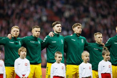 Litvanya Oyuncuları 2026 Dünya Kupası 'nda Polonya ve Litvanya milli takımları arasında PGE Narodowy (Maciej Rogowski)