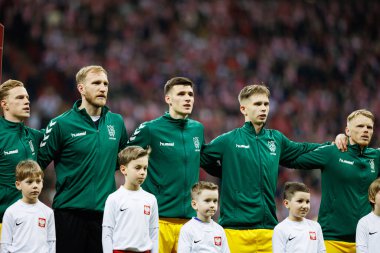 Litvanya Oyuncuları 2026 Dünya Kupası 'nda Polonya ve Litvanya milli takımları arasında PGE Narodowy (Maciej Rogowski)