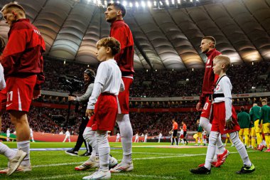 Karol Swiderski, Jakub Moder ve Sebastian Szymanski, 2026 Dünya Kupası 'nda Polonya ve Litvanya milli takımları arasında PGE Narodowy' de oynanan Avrupa eleme maçında görüldü (Maciej Rogowski)