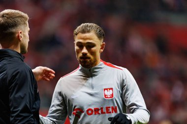 Matty Cash, 2026 Dünya Kupası 'nda Polonya ve Litvanya milli takımları arasında PGE Narodowy (Maciej Rogowski)