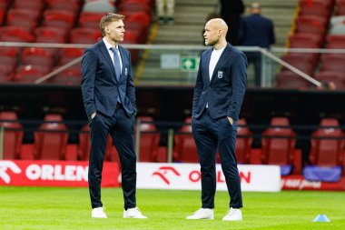 Edgaras Jankauskas ve Manfredas Ruzgis, 2026 Dünya Kupası 'nda Polonya ve Litvanya milli takımları arasında PGE Narodowy (Maciej Rogowski)