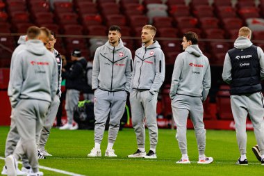 Jakub Moder ve Mateusz Skrzypczak, 2026 Dünya Kupası 'nda Polonya ve Litvanya milli takımları arasında PGE Narodowy (Maciej Rogowski)