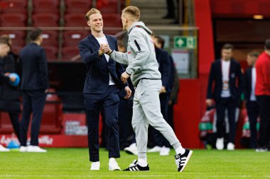 Justas Lasickas ve Karol Swiderski, 2026 Dünya Kupası 'nda Polonya ve Litvanya milli takımları arasında PGE Narodowy (Maciej Rogowski)