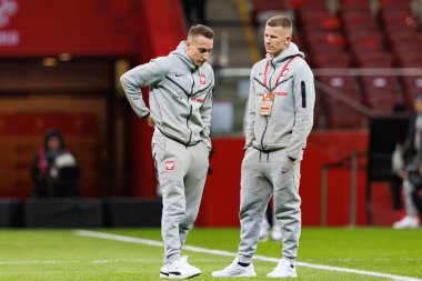 Dominik Marczuk ve Mateusz Bogusz, 2026 Dünya Kupası 'nda Polonya ve Litvanya milli takımları arasında PGE Narodowy (Maciej Rogowski)