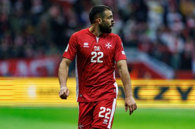 Zach Muscat 2026 Dünya Kupası eleme maçında PGE Narodowy 'de Polonya ve Malta milli takımları arasında görüldü (Maciej Rogowski)