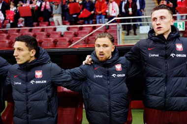 Dünya Kupası 2026 eleme maçında Polonya ve Malta milli takımları arasında PGE Narodowy 'de Bartosz Slisz, Matty Cash ve Marcin Bulka görüldü (Maciej Rogowski)