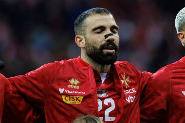 Zach Muscat 2026 Dünya Kupası eleme maçında PGE Narodowy 'de Polonya ve Malta milli takımları arasında görüldü (Maciej Rogowski)