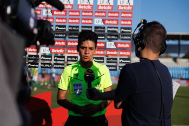 Catarina Isabel Ferreira Campos, Liga Portekiz maçı sırasında Estadio Belediyesi Rio Maior 'da Casa Pia ve Rio Ave FC takımları arasında görüldü (Maciej Rogowski)