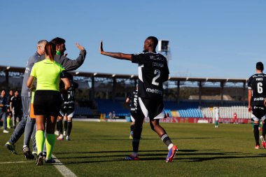 Duplexe Tchamba, Liga Portekiz maçı sırasında Estadio Belediyesi Rio Maior 'da Casa Pia ve Rio Ave FC takımları arasında görüldü (Maciej Rogowski)
