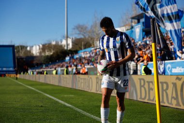 Alan Varela Liga Portekiz maçı sırasında Estoril Praia ve FC Porto takımları arasında Estadio Antonio Coimbra da Mota 'da görüldü (Maciej Rogowski)