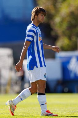 Rodrigo Mora, Liga Portekiz maçı sırasında Estoril Praia ve FC Porto takımları arasında Estadio Antonio Coimbra da Mota 'da görüldü (Maciej Rogowski)