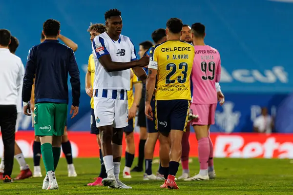 Samuel Aghehowa ve Pedro Alvaro, Liga Portekiz maçı sırasında Estoril Praia ve FC Porto takımları arasında Estadio Antonio Coimbra da Mota (Maciej Rogowski)