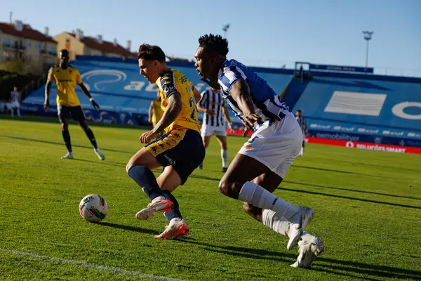 Pedro Amaral ve Samuel Aghehowa, Liga Portekiz maçı sırasında Estoril Praia ve FC Porto takımları arasında Estadio Antonio Coimbra da Mota (Maciej Rogowski)