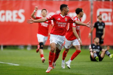 Francisco Neto ve Francisco Domingues, SL Benfica B ve Academico de Viseu FC takımları arasında oynanan Liga Portekiz 2 maçında gol attıktan sonra kutlama yaparken görüldü.