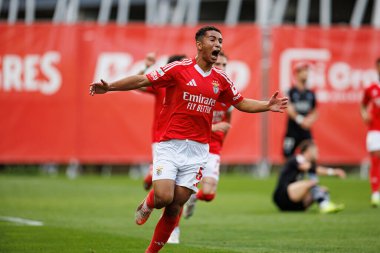 Francisco Neto, Liga Portekiz 2 maçında SL Benfica B ve Academico de Viseu FC takımları arasında atılan golü kutlarken görüldü.