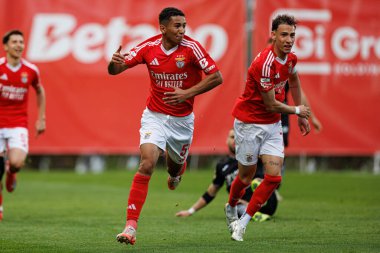 Francisco Neto ve Francisco Domingues, SL Benfica B ve Academico de Viseu FC takımları arasında oynanan Liga Portekiz 2 maçında gol attıktan sonra kutlama yaparken görüldü.