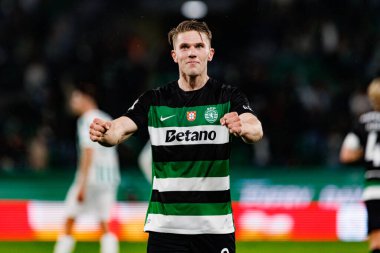 Viktor Gyokeres, Estadio Jose Alvalade 'deki (Maciej Rogowski) Sporting CP ve Rio Ave FC takımları arasındaki Taca De Portugal maçında gol attıktan sonra kutlama yaparken görüldü.)