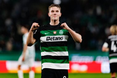 Viktor Gyokeres, Estadio Jose Alvalade 'deki (Maciej Rogowski) Sporting CP ve Rio Ave FC takımları arasındaki Taca De Portugal maçında gol attıktan sonra kutlama yaparken görüldü.)