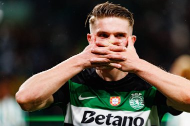 Viktor Gyokeres, Estadio Jose Alvalade 'deki (Maciej Rogowski) Sporting CP ve Rio Ave FC takımları arasındaki Taca De Portugal maçında gol attıktan sonra kutlama yaparken görüldü.)