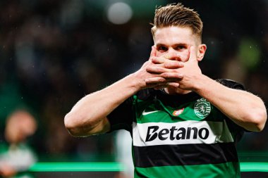 Viktor Gyokeres, Estadio Jose Alvalade 'deki (Maciej Rogowski) Sporting CP ve Rio Ave FC takımları arasındaki Taca De Portugal maçında gol attıktan sonra kutlama yaparken görüldü.)