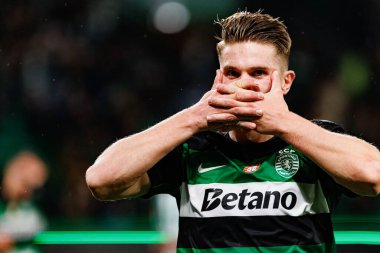 Viktor Gyokeres, Estadio Jose Alvalade 'deki (Maciej Rogowski) Sporting CP ve Rio Ave FC takımları arasındaki Taca De Portugal maçında gol attıktan sonra kutlama yaparken görüldü.)