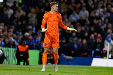 Filip Jorgensen UEFA Konferans Ligi 'nde Chelsea FC ile Legia Warszawa (Maciej Rogowski) arasındaki çeyrek final maçında görüldü.)