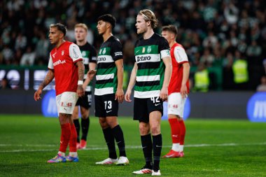 Morten Hjulmand, Liga Portekiz maçı sırasında Estadio Jose Alvalade 'de (Maciej Rogowski) Sporting CP ve SC Braga takımları arasında görüldü.)