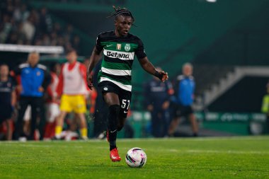 Estadio Jose Alvalade 'deki (Maciej Rogowski) Sporting CP ve SC Braga takımları arasında oynanan Liga Portekiz maçı sırasında Geovany Quenda görüldü.)