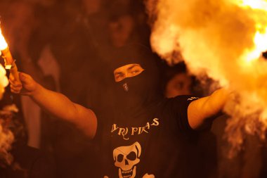 Estadio Jose Alvalade 'deki (Maciej Rogowski) Sportif CP ve SC Braga takımları arasında oynanan Liga Portekiz maçı sırasında Sportmenlerin taraftarları görülüyor)