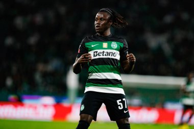 Estadio Jose Alvalade 'deki (Maciej Rogowski) Sporting CP ve SC Braga takımları arasında oynanan Liga Portekiz maçı sırasında Geovany Quenda görüldü.)