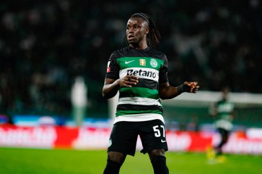 Estadio Jose Alvalade 'deki (Maciej Rogowski) Sporting CP ve SC Braga takımları arasında oynanan Liga Portekiz maçı sırasında Geovany Quenda görüldü.)