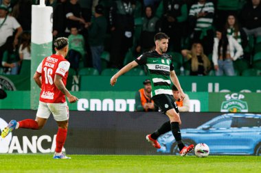 Goncalo Inacio, Liga Portekiz maçı sırasında Estadio Jose Alvalade 'de (Maciej Rogowski) Sporting CP ve SC Braga takımları arasında görüldü.)