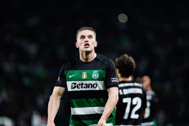 Viktor Gyokeres, Estadio Jose Alvalade 'deki (Maciej Rogowski) Sporting CP ve SC Braga takımları arasında oynanan Liga Portekiz maçında gol attıktan sonra kutlama yaparken görüldü.)