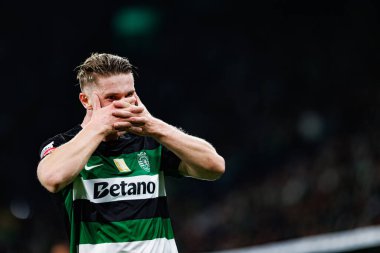 Viktor Gyokeres, Estadio Jose Alvalade 'deki (Maciej Rogowski) Sporting CP ve SC Braga takımları arasında oynanan Liga Portekiz maçında gol attıktan sonra kutlama yaparken görüldü.)