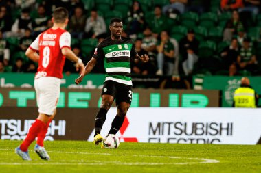 Ousmane Diomande, Liga Portekiz maçı sırasında Estadio Jose Alvalade 'de (Maciej Rogowski) CP ve SC Braga takımları arasında görüldü.)