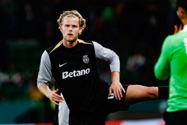 Morten Hjulmand, Liga Portekiz maçı sırasında Estadio Jose Alvalade 'de (Maciej Rogowski) Sporting CP ve SC Braga takımları arasında görüldü.)