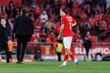 Alvaro Carreras, Liga Portekiz maçında SL Benfica ve FC Arouca (Maciej Rogowski) takımları arasında görüldü.)