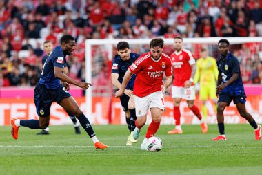 Liga Portekiz maçında SL Benfica ve FC Arouca (Maciej Rogowski) takımları arasında Orkun Kokcu ve Miguel Puche görüldü.)