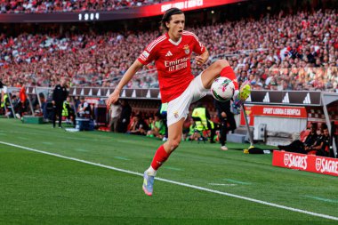 Alvaro Carreras, Liga Portekiz maçında SL Benfica ve FC Arouca (Maciej Rogowski) takımları arasında görüldü.)