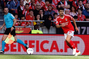 Tomas Araujo, Liga Portekiz maçı sırasında SL Benfica ve FC Arouca (Maciej Rogowski) takımları arasında görüldü.)