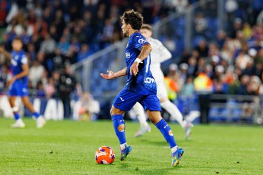 Juan Bernat LaLiga EA SPORTS maçı sırasında Estadio Coliseum 'da Getafe CF ve Real Madrid CF takımları arasında görüldü (Maciej Rogowski)