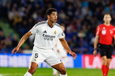 Jude Bellingham, Estadio Coliseum 'daki Getafe CF ve Real Madrid CF takımları arasında oynanan LaLiga EA SPORTS maçı sırasında görüldü (Maciej Rogowski)
