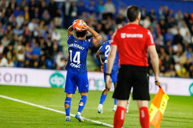 Juan Bernat LaLiga EA SPORTS maçı sırasında Estadio Coliseum 'da Getafe CF ve Real Madrid CF takımları arasında görüldü (Maciej Rogowski)