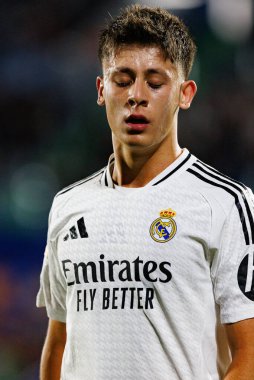 LaLiga EA SPORTS maçı sırasında Estadio Coliseum 'da Getafe CF ve Real Madrid CF takımları arasında görüldü (Maciej Rogowski)