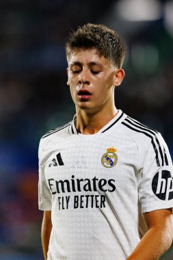 LaLiga EA SPORTS maçı sırasında Estadio Coliseum 'da Getafe CF ve Real Madrid CF takımları arasında görüldü (Maciej Rogowski)